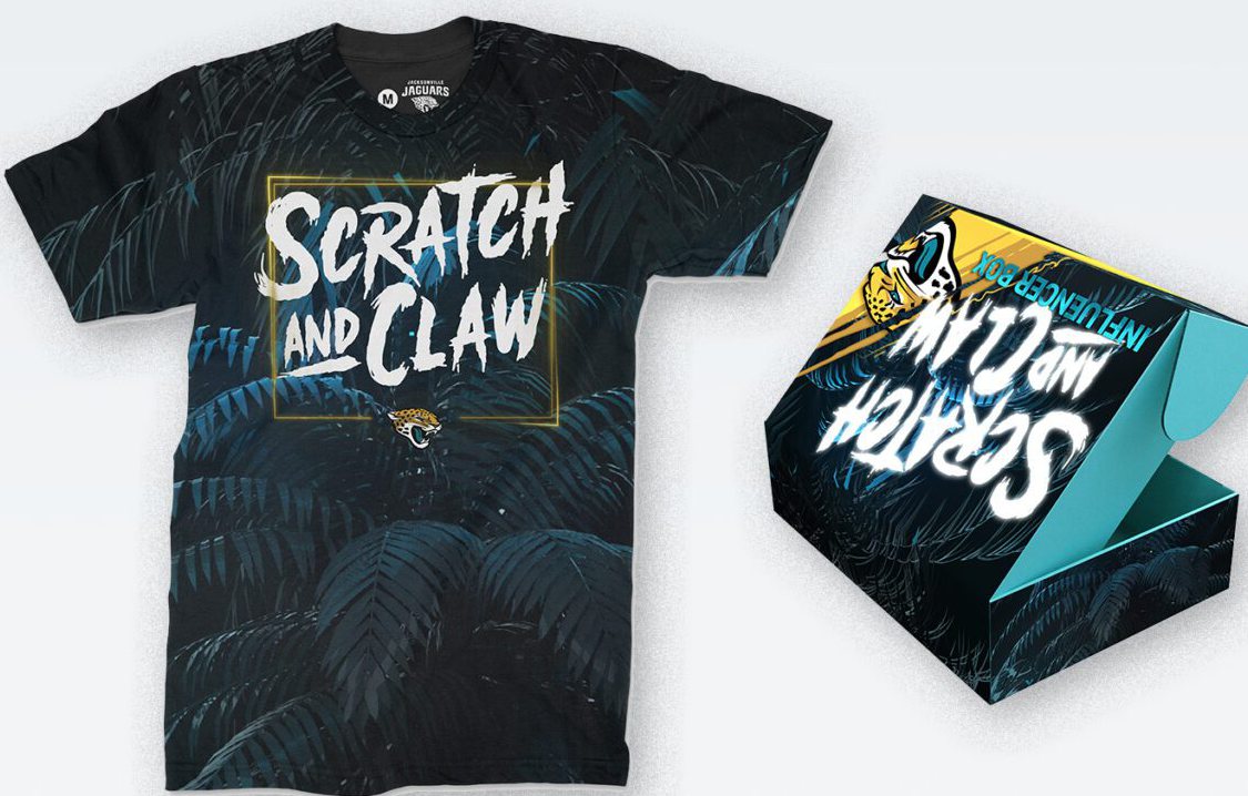 Scratch and Claw merchandise: t-shirts carrying the custom type and jungle textures.