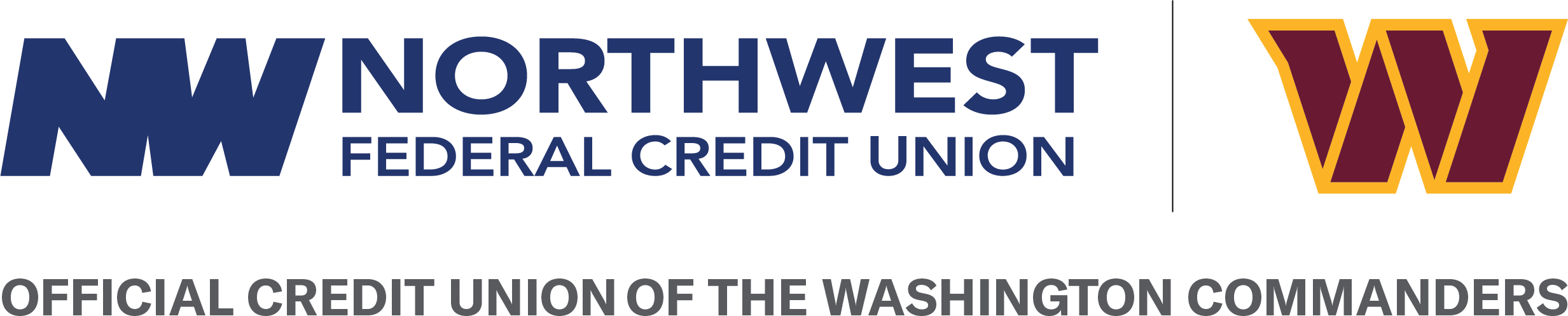 The Northwest Federal Credit Union and Washington Commanders co-brand lockup: Official Credit Union of the Washington Commanders.