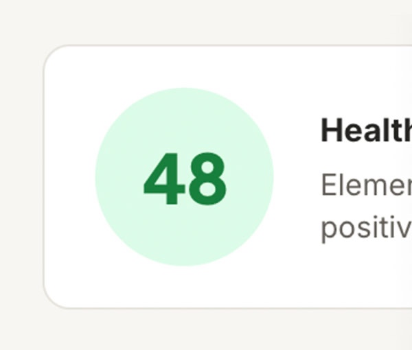 A count of 48 healthy signals in an Uptern report, scoring the elements already working.